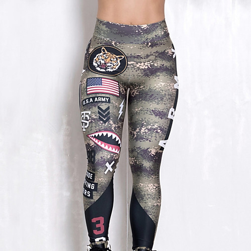 

Women's High Waist Yoga Pants Tights Leggings Tummy Control Butt Lift Army Green Elastane Fitness Running Winter Sports Activewear High Elasticity Skinny