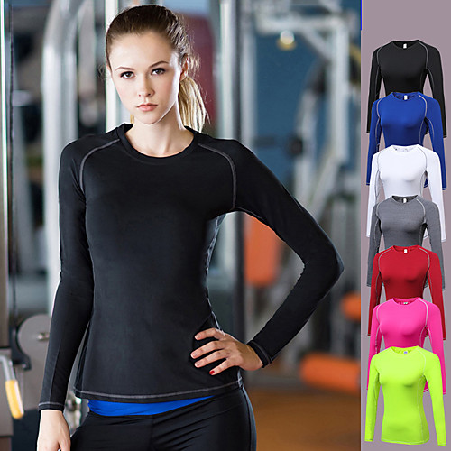 

YUERLIAN Women's Yoga Top Solid Color White Red Fuchsia Black Blue Yoga Fitness Running Top Long Sleeve Sport Activewear Quick Dry Moisture Wicking Comfortable Stretchy