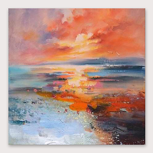 

Oil Painting Hand Painted Square Abstract Landscape Modern Stretched Canvas