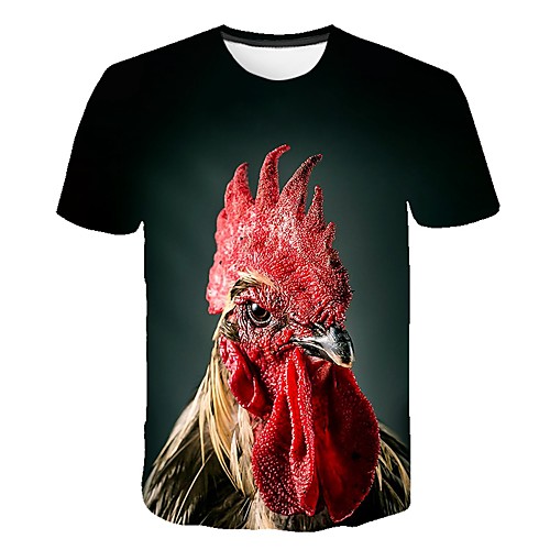 

Men's T shirt Shirt Color Block 3D Animal Print Short Sleeve Going out Tops Streetwear Punk & Gothic Round Neck Army Green / Summer / Club