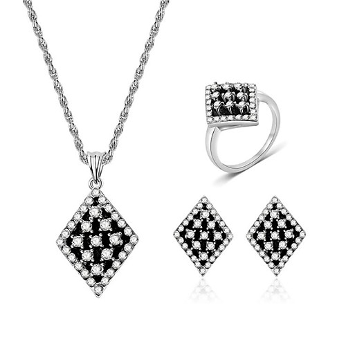 

Women's White Cubic Zirconia Bridal Jewelry Sets Geometrical Flower Fashion Imitation Diamond Earrings Jewelry Silver For Party Festival 1 set