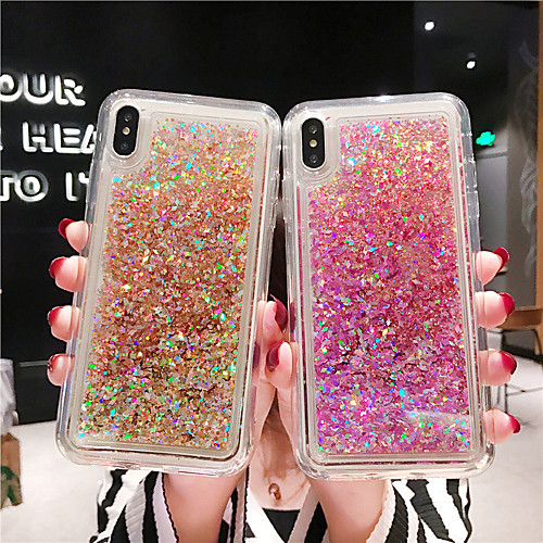 

Case For Apple iPhone XS / iPhone XR / iPhone XS Max Flowing Liquid Back Cover Glitter Shine TPU / PC