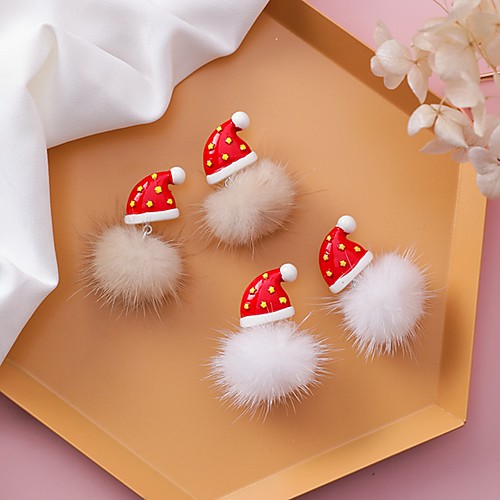 

Women's Stud Earrings 3D Ball Cute Earrings Jewelry Light Coffee / White For Christmas 1 Pair