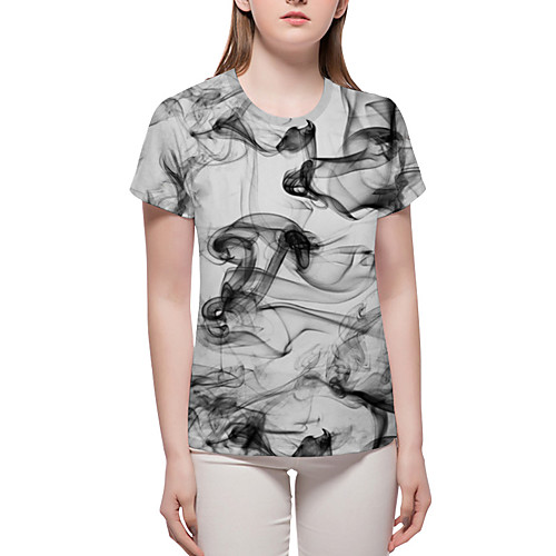 

Women's T shirt Graphic Geometric 3D Print Short Sleeve Daily Tops Basic Exaggerated Gray