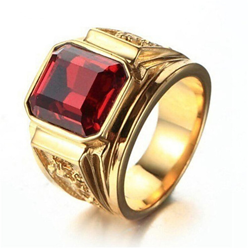 

Men's Ring 1pc Black Burgundy Blue Brass Gold Plated Geometric Fashion Party Daily Jewelry Geometrical Dragon Cool