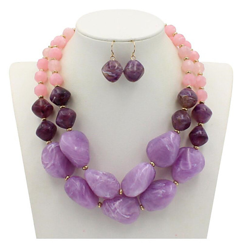 

Women's Bridal Jewelry Sets Geometrical Double Layered Flower Stylish fancy Big Resin Earrings Jewelry Lilac / Orange For Party Holiday Birthday Party Festival 1 set