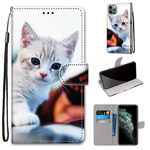 

Case For Apple iPhone 11 / iPhone 11 Pro / iPhone 11 Pro Max Wallet / Card Holder / with Stand Full Body Cases Cat PU Leather / TPU