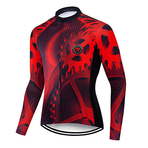 

Men's Long Sleeve Cycling Jersey Winter Polyester Black / Red Gradient Gear Bike Jersey Top Mountain Bike MTB Road Bike Cycling Quick Dry Breathable Back Pocket Sports Clothing Apparel / Stretchy