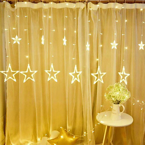 

Star Curtain Window Lights LED 12 Stars Christmas Lights LED String Light 138 LEDs 2.5m 8.2ft Lights with 8 Flash Modes Waterproof EU Plug for Indoor Outdoor Room Birthday Wedding Party Decor