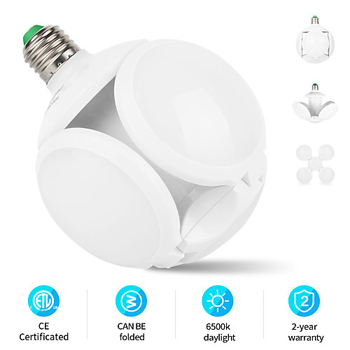 

40W LED Folding Football Bulb Deformable Folding LED Bulb E27 Lamp Garage Light AC85-265V 5 Leaf Brightness Telescopic Bulb