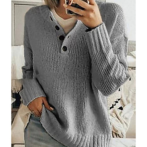 

Women's Solid Colored Long Sleeve Pullover Sweater Jumper, V Neck White / Blue S / M / L