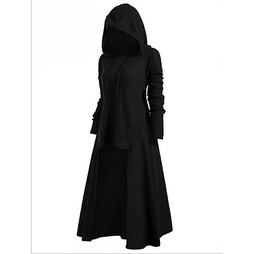 

Women's Solid Colored Long Sleeve Loose Pullover Sweater Jumper, Hooded Black / Wine / Green S / M / L