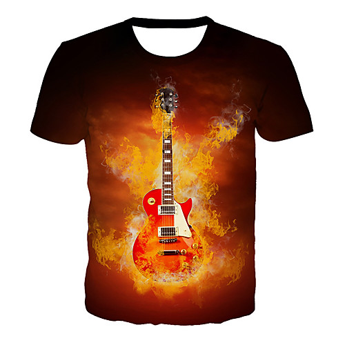 

Men's T shirt Shirt Graphic Geometric 3D Plus Size Print Short Sleeve Daily Tops Basic Rock Round Neck Red / Summer / Club