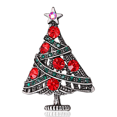 

Women's Brooches Retro Star Christmas Tree Colorful Fashion Classic Trendy Cute Imitation Diamond Brooch Jewelry Red For Christmas Gift Club Festival