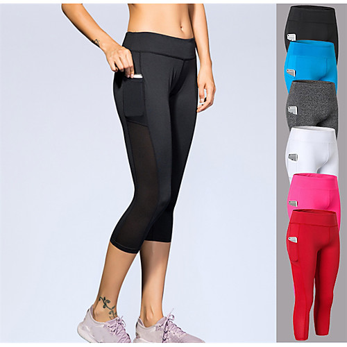 

YUERLIAN Women's Running Capri Leggings Compression Pants Sports & Outdoor 3/4 Tights with Phone Pocket Pocket Spandex Yoga Fitness Gym Workout Running Bodybuilding Breathable Sweat wicking Sport