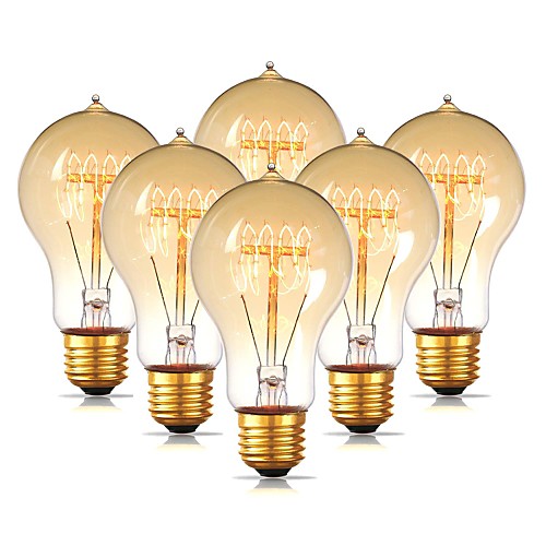 

6pcs 40 W E26 / E27 A60(A19) Warm White 2300 k Incandescent Vintage Edison Light Bulb 220-240 V