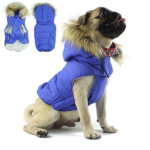 

Dog Coat Hoodie Puppy Clothes Color Block Keep Warm Sports Outdoor Winter Dog Clothes Puppy Clothes Dog Outfits Red Blue Pink Costume for Girl and Boy Dog Cotton S M L XL