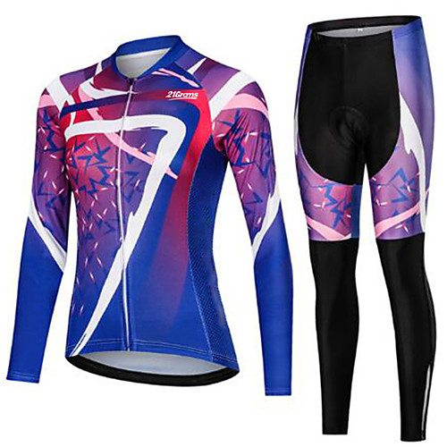 

21Grams Women's Long Sleeve Cycling Jersey with Tights Winter Fleece Violet Sugar Skull Skull Bike Clothing Suit Ultraviolet Resistant Quick Dry Breathable Back Pocket Sports Sugar Skull Mountain
