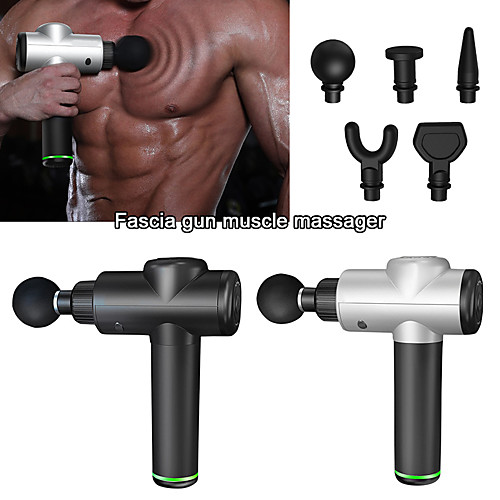 

LITBest 4 in 1 Rechargable 2400mAh Massage G un 4 Head 3 Speed 24V Electric Body Massager with Adapter EM01 Wireless use for Muscle Tension Relief Men Sports / Power light indicator / Ergonomic Design