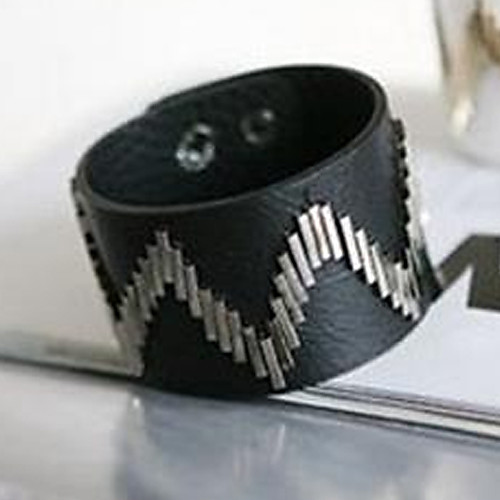 

Women's Leather Bracelet Wide Bangle 3D Precious Vintage Punk PU Leather Bracelet Jewelry Black For Halloween Street Holiday