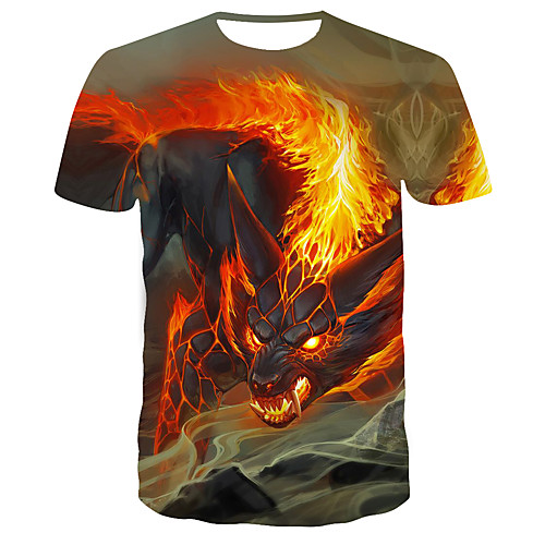

Men's T shirt 3D Print Graphic 3D Animal Print Short Sleeve Daily Tops Streetwear Orange