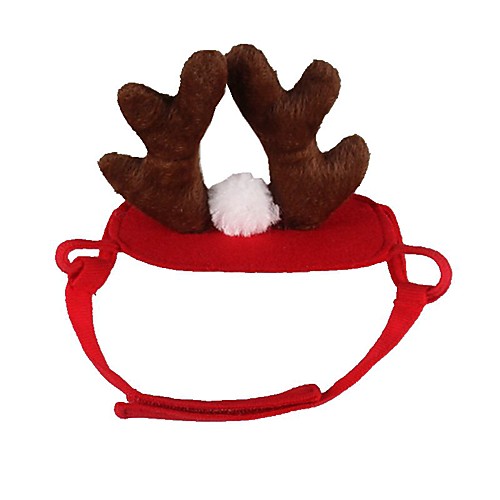 

Dog Cat Ornaments Hair Accessories Solid Colored Cosplay Headpieces Christmas Party Winter Dog Clothes Puppy Clothes Dog Outfits Red Costume for Girl and Boy Dog Plush S
