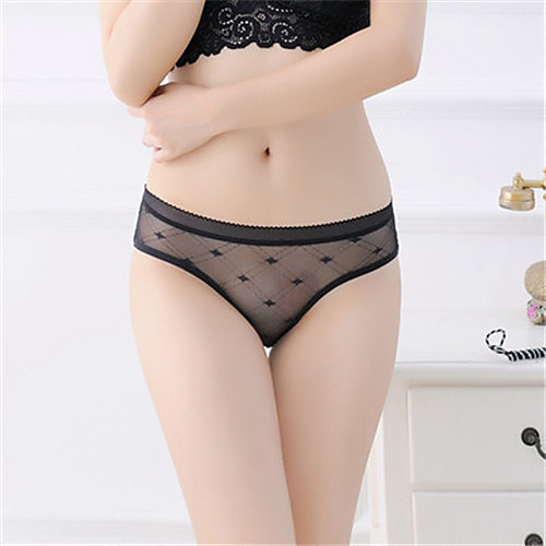 

Women's Lace Brief - Normal Mid Waist White Black Red One-Size L XL