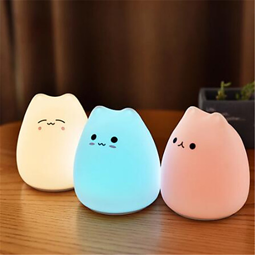 

A set/1 PC LED Sleep Light Cute Cat Night Lamp Battery Decorate Desk Dream 7 Colourful Holiday Creative bulb for Kid Bedroom