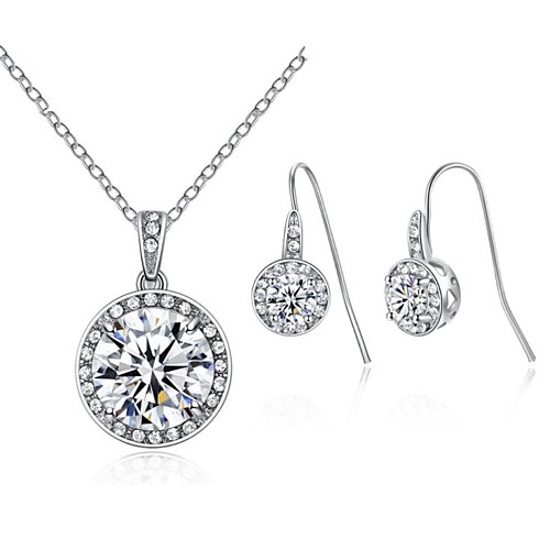 

Women's White Cubic Zirconia Bridal Jewelry Sets Geometrical Flower Statement Fashion Earrings Jewelry Silver For Party Daily 1 set