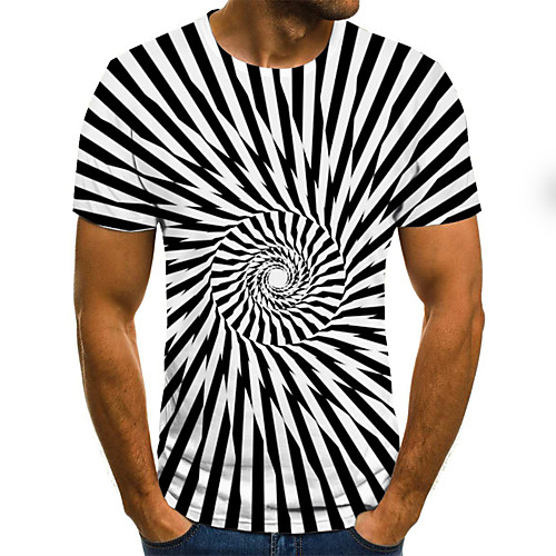 

Men's T shirt Shirt 3D Plus Size Print Short Sleeve Daily Tops Basic Round Neck White