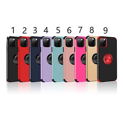 

Case For Apple iPhone 11 / iPhone 11 Pro / iPhone 11 Pro Max Ring Holder / Ultra-thin Back Cover Solid Colored TPU / Plastic