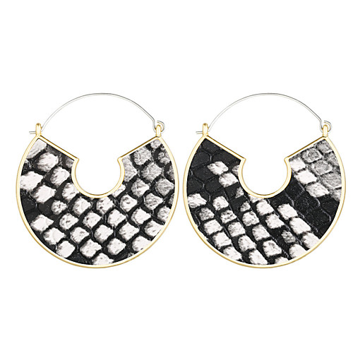 

Women's Hoop Earrings Vintage Style Snake Punk Tropical Leather Earrings Jewelry Black / Black / White / Dark Green For Stage Street Bar 1 Pair