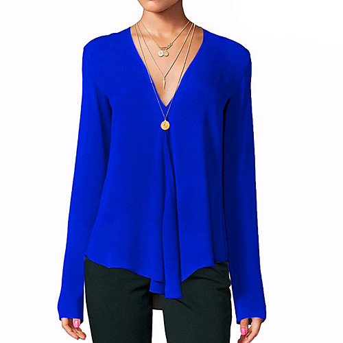 

Women's T shirt Solid Colored Long Sleeve V Neck Tops White Black Wine