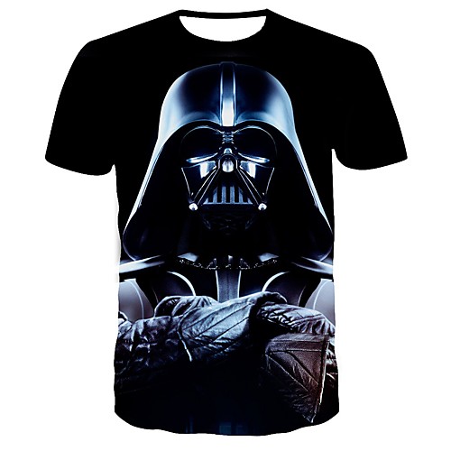 

Men's Graphic Print Slim T-shirt Daily Round Neck Black / Summer / Short Sleeve