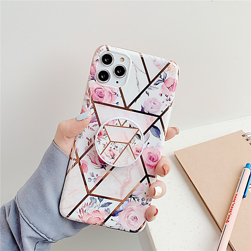 

Case For Apple iPhone 11 / iPhone 11 Pro / iPhone 11 Pro Max with Stand / Plating / Pattern Back Cover Flower / Marble TPU