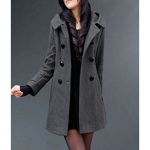 

Women's Coat Daily Fall Winter Long Coat Regular Fit Elegant & Luxurious Cute Jacket Long Sleeve Solid Colored Pocket Gray Black / Spring