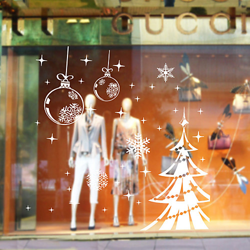 

Fashion Christmas Window Decoration Snow Christmas Tree Wall Sticker New Year Art Home Decor
