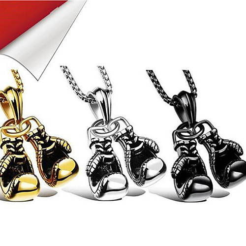 

Men's Pendant Necklace Boxing Gloves Punk Chrome Black Gold Silver 60 cm Necklace Jewelry 1pc For Daily