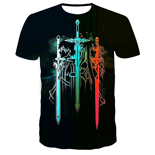 

Men's T shirt 3D Print Graphic 3D Print Short Sleeve Daily Tops Vintage Streetwear Black