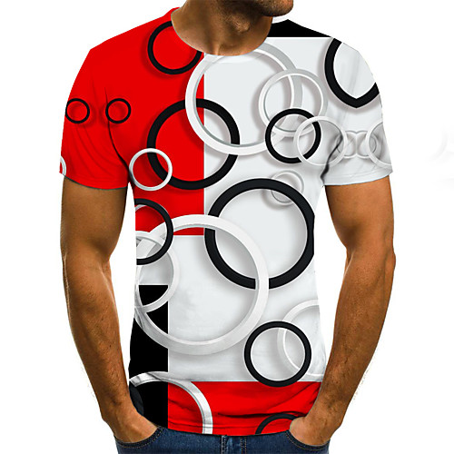 

Men's T shirt Shirt 3D Plus Size Print Short Sleeve Daily Tops Basic Round Neck White