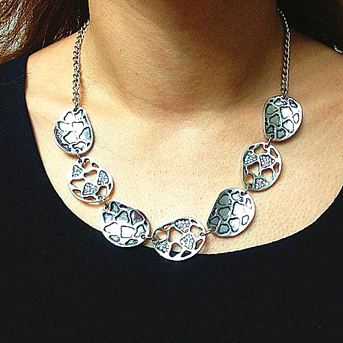 

Women's Choker Necklace Collar Necklace Geometrical Precious Unique Design Vintage Fashion Silver Plated Chrome Silver 45 cm Necklace Jewelry 1pc For Street Holiday Festival