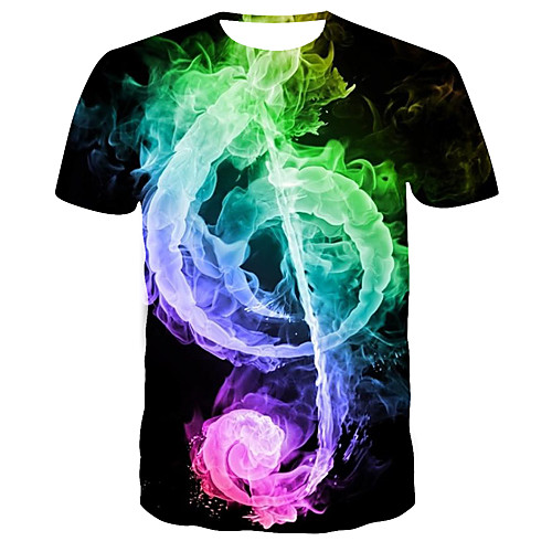 

Men's T shirt 3D Print Graphic 3D Print Short Sleeve Daily Tops Rock Streetwear Rainbow