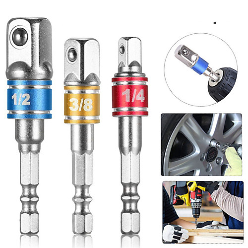 

Hex Shank Socket Adapter Set 1/4 3/8 1/2 Inch Driver Extension Drill Bits 3pcs