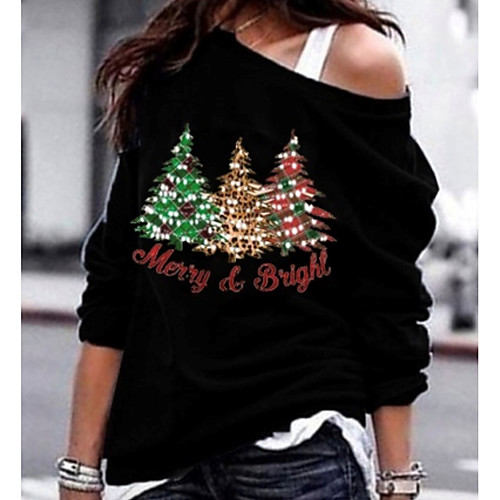 

Women's T shirt Letter Long Sleeve Daily Tops Black Red Navy Blue