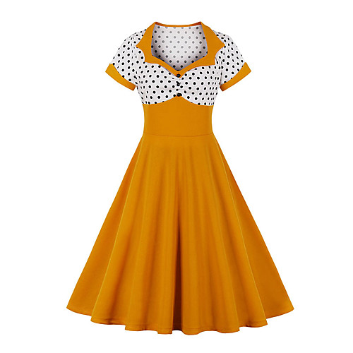 

Audrey Hepburn Dresses 1950s Vintage Inspired Vacation Dress Prom Dresses Dress A-Line Dress Tea Dress Rockabilly Women's Spandex Cotton Costume Yellow / Orange / Green Vintage Cosplay Homecoming