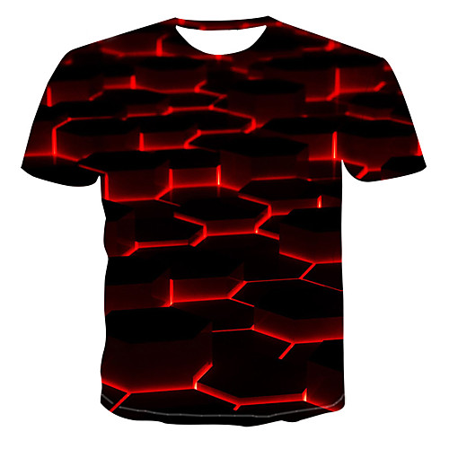 

Men's T shirt 3D Short Sleeve Daily Tops Red