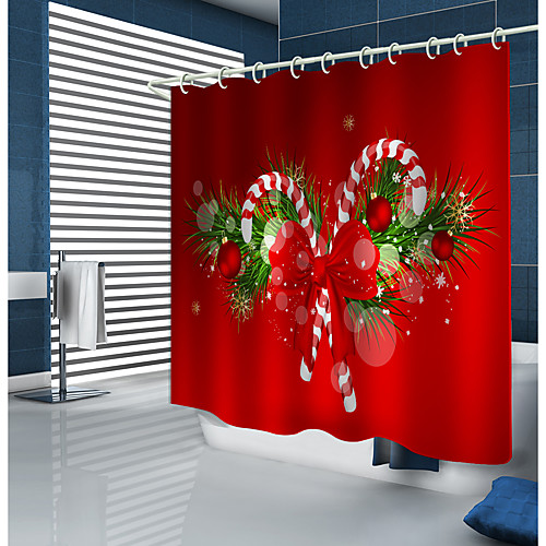 

Christmas Shower Curtains & Hooks Modern Polyester Trend Design