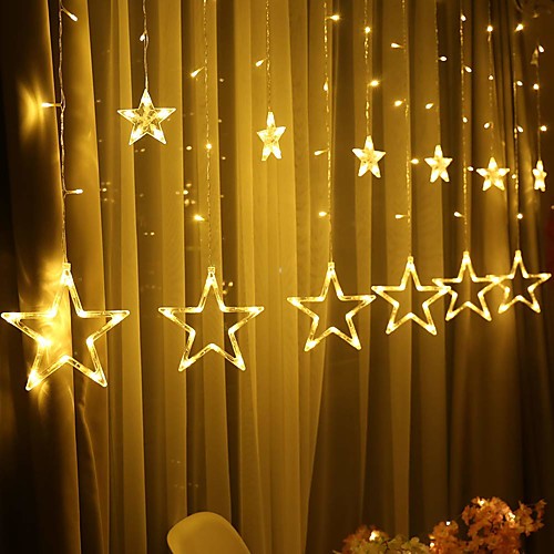 

LED Star Fairy String Lights Window Lights 2.5m 138 LEDs Icicle Christmas Stardust Décor Garland Curtain String Lights Star Lamp for Bedroom Outdoor Wedding Party New Year's Decoration