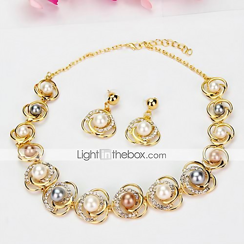 

Women's Jewelry Set Bridal Jewelry Sets Cut Out Precious Fashion Imitation Pearl Gold Plated Earrings Jewelry Rainbow For Christmas Wedding Party Evening Gift Formal 1 set