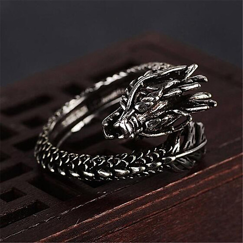 

Open Ring 3D Black Copper Silver Plated Dragon Precious Unique Design Fashion Vintage 1pc Adjustable / Men's / Adjustable Ring